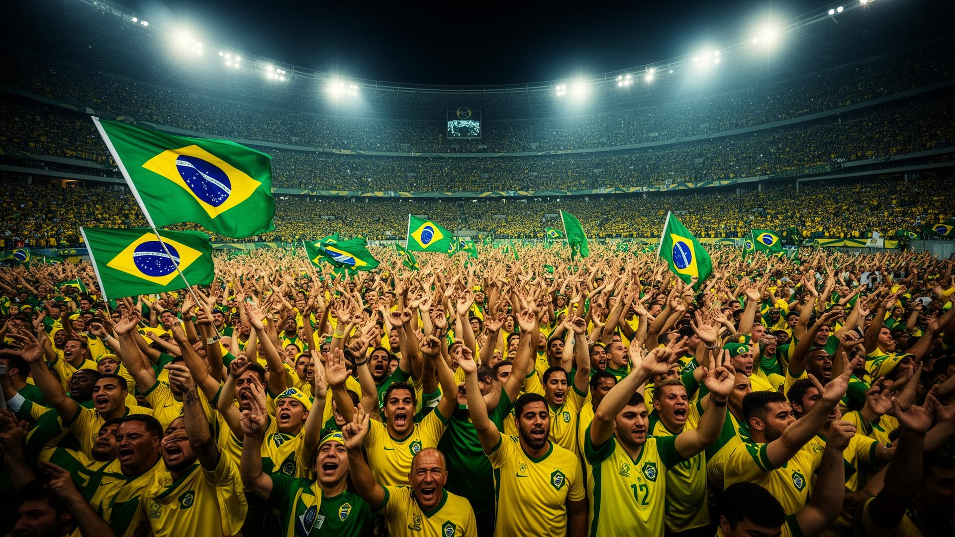 Torcida brasileira no estádio